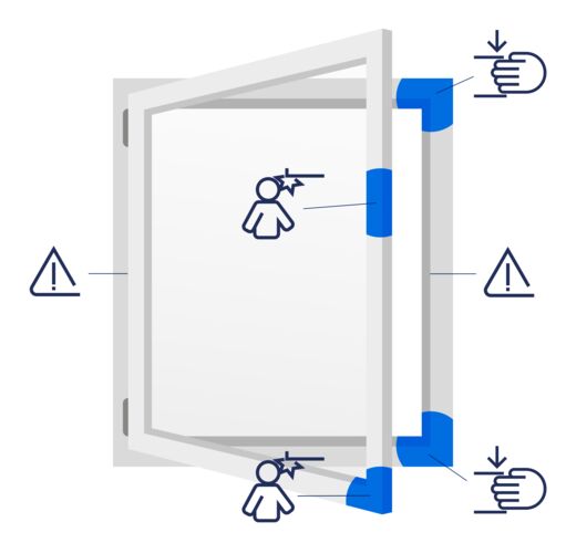 Various safety devices protect users from hazards, e.g. due to improper operation or system failure.