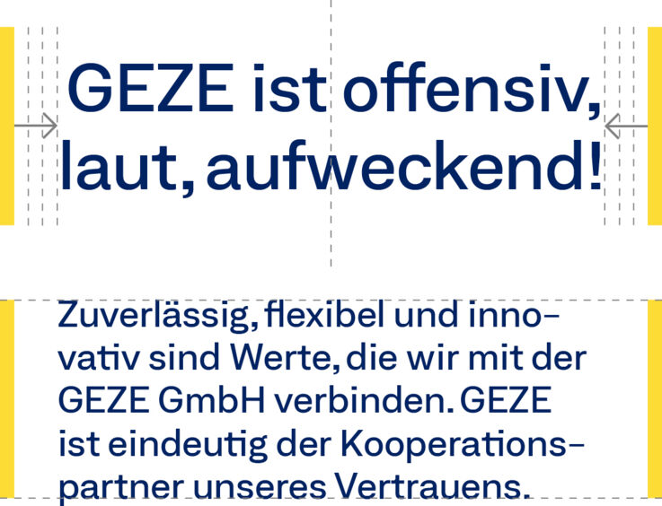 GEZE Gestaltungsprinzip Frames und Text: Betonung von Mengentext - Ausnahmeregelung