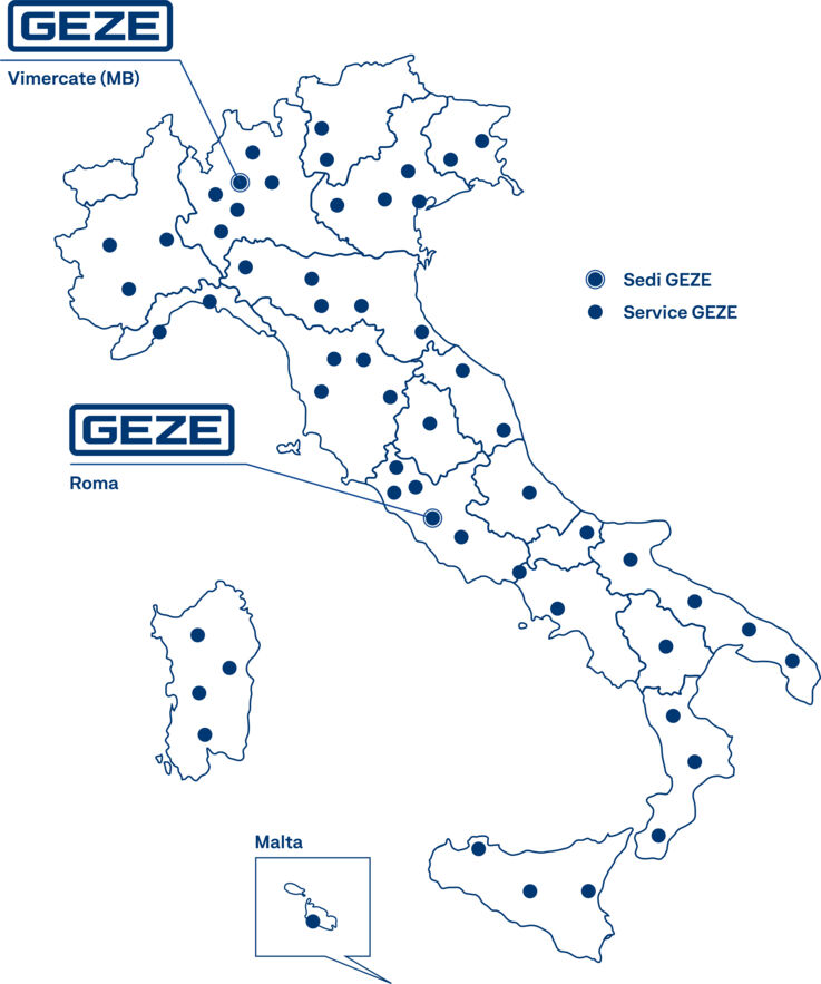 Area Map Technical Centres Italy