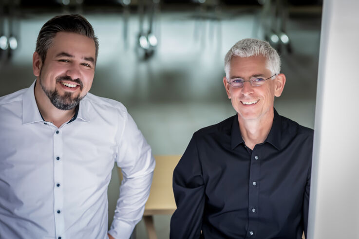 Architect Martin Muus and Sören Eilers, Specification Sales Manager at GEZE