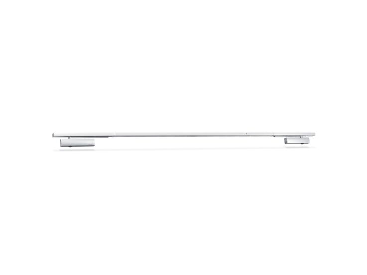 Product shot (72477) - Overhead door closer with guide rail system for double leaf doors with closing sequence control, smoke switch and integrated back check, which brakes heavily applied doors.