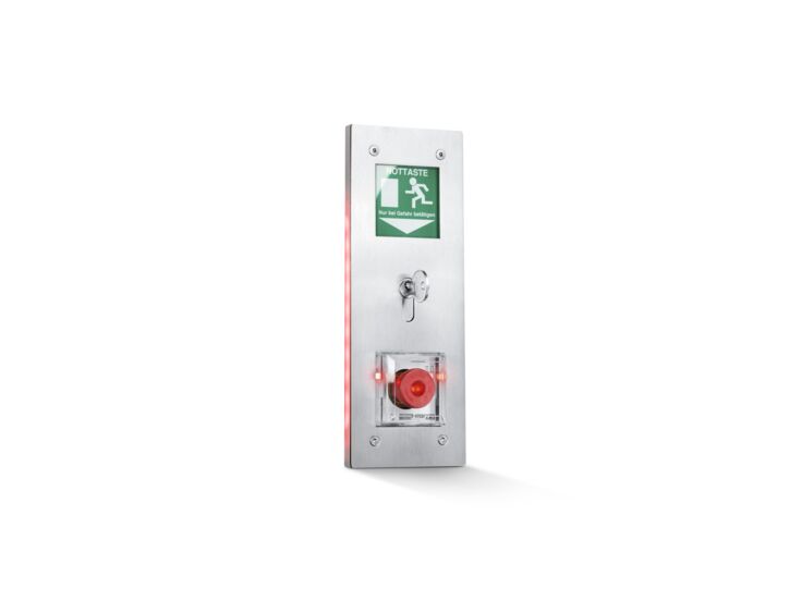 TZ 320 SN V2A UP Set LED Set, Gehäuse und Frontplatte Standard (UP) mit LED Backlight rot         
Türzentrale TZ 320, SCT 320 Schlüsseltaster und FWS 320 B beleuchtetes Fluchtwegschild