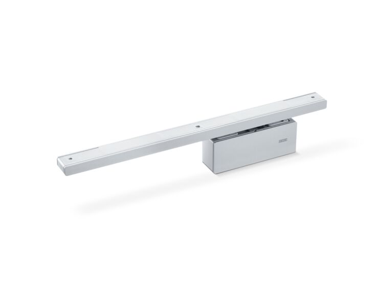 GEZE ActiveStop surface-mounted, silver, glass