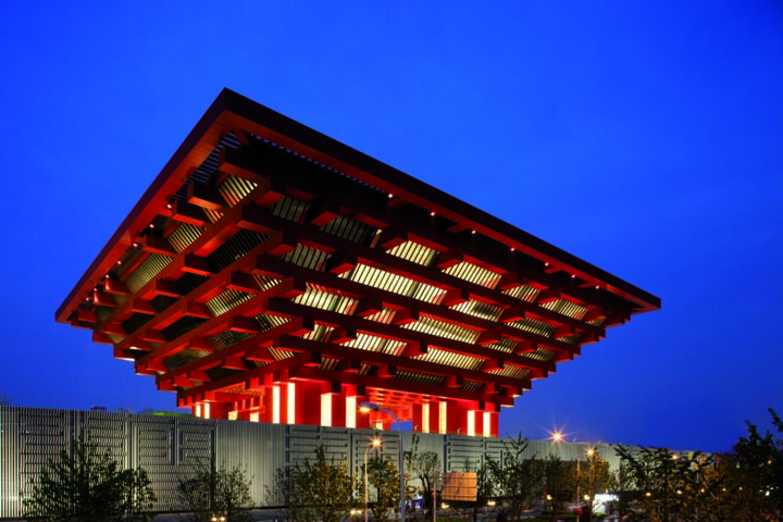 Exterior view of the China Pavilion, Shanghai EXPO.