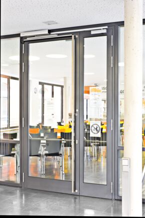 Automatic electric strike/ door closer Slimdrive EMD F-IS with TS 3000 Installation situation at the University of Applied Sciences and Arts, Holzminden