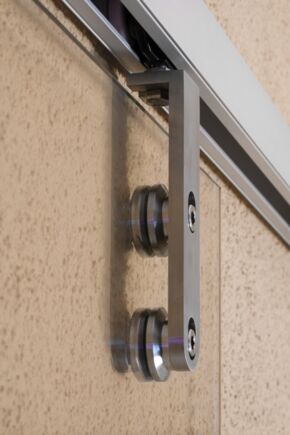 Perlan 140 op glazen deur Schuifbeslag voor glazen deuren met intrekdemper aan een of beide zijden