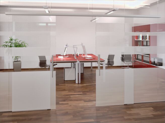 Levolan 60 sliding door system, installed in an office