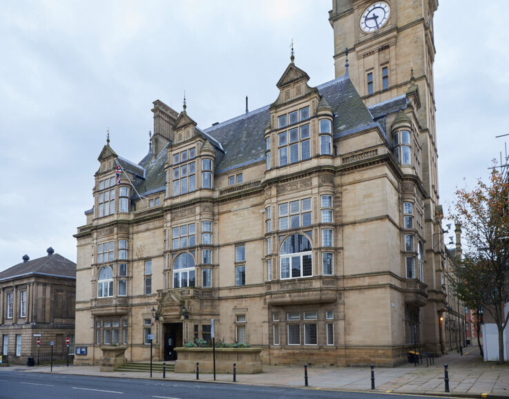 Exterior view of Wakefield town hall.