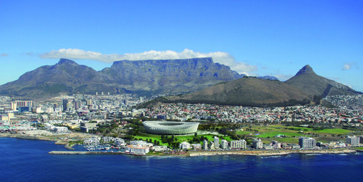 The Cape Town coast with Cape Town Stadium.