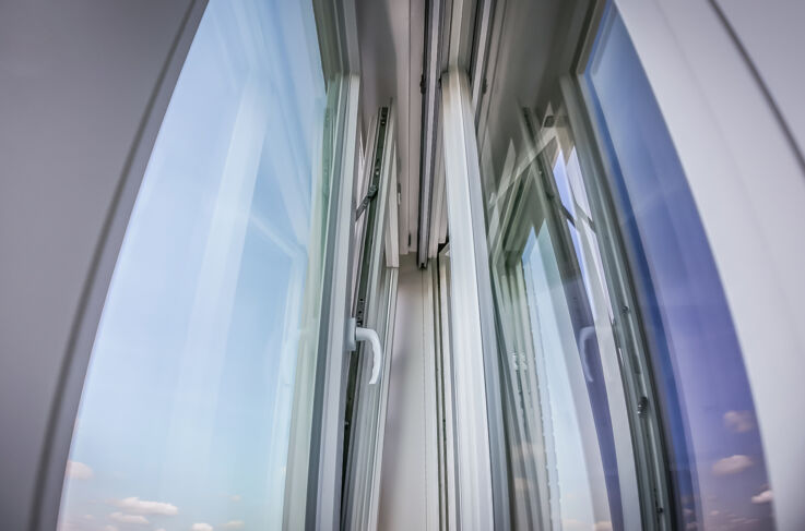 Modern double casement window at the Grindel tower blocks in Hamburg