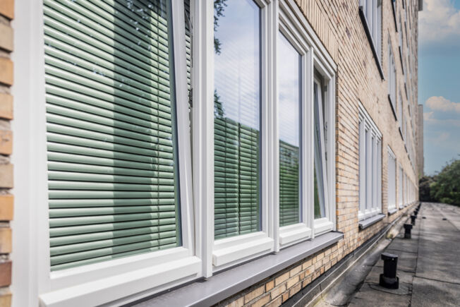 Modern double casement window at the Grindel tower blocks in Hamburg