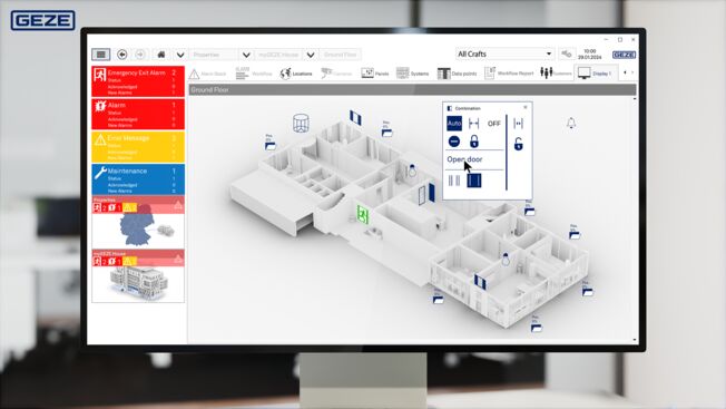 CGI visualisation myGEZE Visu interface alarm status 