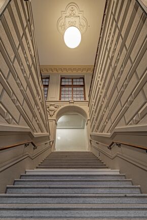 Inside Montreux Station Historical staircase Montreux railway station
